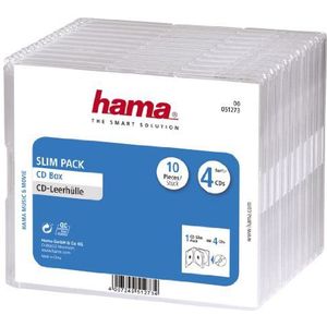 Hama Viervoudige ""slanke"" behuizing (voor cd's en Blu-ray-discs, ultradun, met omslag voor 4 cd's, 10 stuks) transparant