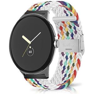 ZoRoll Armband compatibel met Google Pixel Watch 3 41 mm/Google Pixel Watch 2/Google Pixel Watch, verstelbaar gevlochten nylon, armband compatibel met Google Pixel Watch 3 41 mm - witte regenboog,