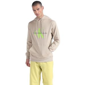 Calvin Klein Jeans Regelmatige Monologo seizoensgebonden hoodie hoodie heren, Plaza Taupe/Zuur licht