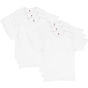 Hanes Set van 6 T-shirts voor heren, comfortabel, zacht, wit, groot, wit, L, Wit.