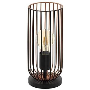 Eglo Roccamena Tafellamp, 1-vlammige vintage tafellamp, bedlamp van staal, kleur: zwart, koper, fitting: E27