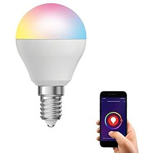 Ledlamp, SMD, E14, P45, ondoorzichtig, 6 W, E14, met variatie in kleur en helderheid, aangesloten lamp Alexa en Google Home, E14-lamp, aangesloten 400 lm, KV470PRVBCCT Xanlite