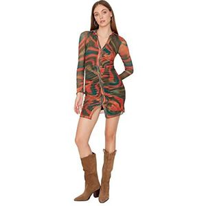 Trendyol Getailleerde gebreide mini-jurk voor dames, wit, S, Wit.