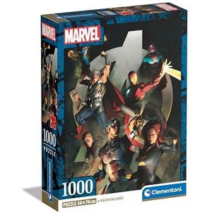 Clementoni - Marvel The Avengers Collection Avengers-1000 stukjes, verticaal, leuk voor volwassenen, gemaakt in Italië, meerkleurig, 39809