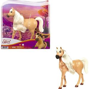 Spirit Semental Americano lichtbruin paard met paardenhaar en gewrichtskop (Mattel GXD97)