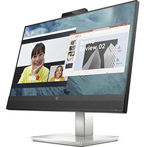 HP M24 webcammonitor 24 inch Full HD IPS, 75Hz, 5ms responstijd, AMD FreeSync, HDMI 1.4, DisplayPort, 2x USB-A, USB-C, Blue Light, zilver/zwart