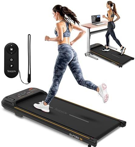 SereneLife Loopband, elektrische loopband/sportband met lage snelheid voor kantoor, snelheid van 1 tot 8 km/u, draagbare mini-wandelpad voor thuis, kleine ruimtes en kantoor
