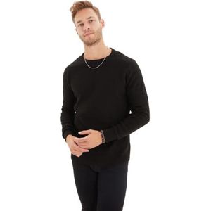 Trendyol Pull en tricot à col rond pour homme, Noir, XL