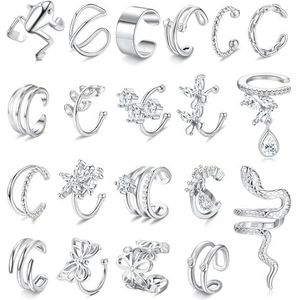 Dochais 12-25 stuks oormanchet zilver goud, oormanchet zonder piercing, clip, kraakbeen helix wrap oorbellen, niet-piercing, kraakbeen, clip, oorbel zonder gat, verstelbaar, voor dames,