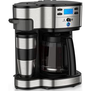 Hamilton Beach Koffiezetapparaat met dubbel zetsysteem, met thermobeker, tot 12 kopjes koffie, programmeerbaar filterkoffiezetapparaat, zwart (49980A-CE)