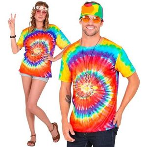 Widmann - T-shirt hippie, batikshirt, rastaman, reggae, disco, themafeest, carnaval, Meerkleurig