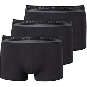 Uncover by Schiesser Set van 3 nauwsluitende boxershorts van katoen voor heren, ondergoed (3 stuks), zwart.