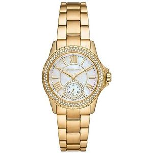 Michael Kors Everest Dameshorloge, chronograaf uurwerk, roestvrijstalen armband, acetaat of leer, Gouden toon en glitter, MK7363