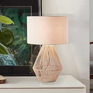 Brilliant Tafellamp in natuurlijke stijl - decoratieve tafellamp met tussenschakelaar voor E27-lampen van textiel/papier/metaal, in natuur/beige, hoogte 53 cm