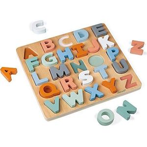 Janod - 26-delige houten alfabet puzzel - collectie Sweet Cocoon - speelgoed voor het ontwaken en eerste leeftijd, waterbeschilderd en FSC-gecertificeerd - leren alfabet en schrijven - vanaf 2 jaar,