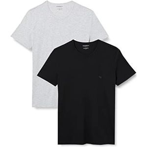 Emporio Armani 2 stuks T-shirt van puur katoen, pyjamatop voor heren (2 stuks), Wit/Wit