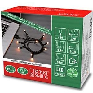 Konstsmide 1772-830 matte led-lichtketting met 10 amberkleurige diodes voor gebruik binnenshuis (USB) 0,64 W zwarte kabel