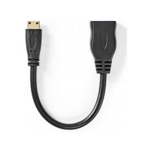 NEDIS Câble HDMI™ haute vitesse avec Ethernet | Connecteur HDMI™ | Mini mâle | 4K @ 30Hz | 10,2 Gbps | 0,20 m | Rond | PVC | Noir | Boîte