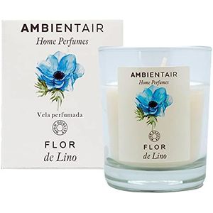Ambientair Home Parfum Geurkaars linnen bloesem luchtverfrisser linnen aromakaars voor thuis, aromatherapie, glazen kaars voor binnen, 30 uur houdbaar.