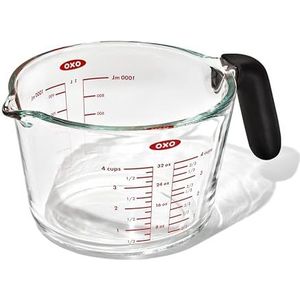 OXO - Maatbeker - Maatkan - Glas - Magnetron-, koelkast-, vriezer- en vaatwasmachinebestendig - 1 Liter