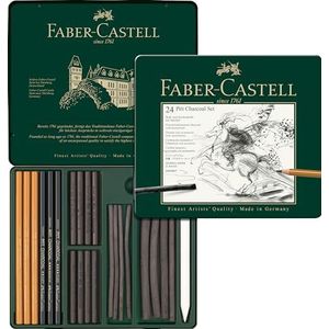 Faber-Castell 112978 112978-Pitt kolenetui, metaal, verschillende kleuren, 24 stuks