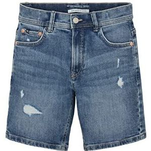 TOM TAILOR 1036029 Jim Fit Destroyed Jeansshorts voor jongens (1 stuk), 10123 - Denim Blauw