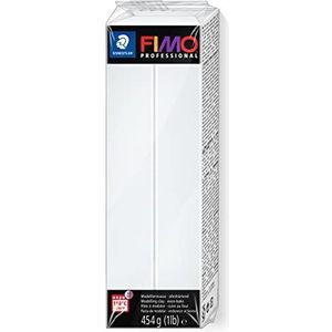Staedtler FIMO Professional, ovenhardende kleiachtige witte boetseerklei, voor specialisten en gevorderde kunstenaars, 454 gram staaf, 8041-0