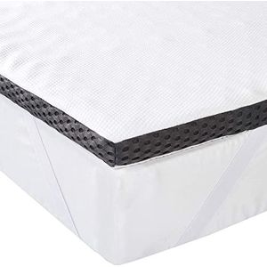 Amazon Basics Comfort traagschuim topper met riemen, 4 cm, 90 x 200 cm