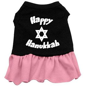 Mirage Pet Products Happy Hanukkah zeefdrukjurk, maat XXL, zwart/roze