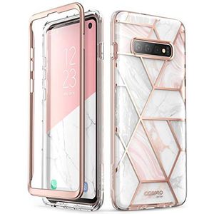 i-Blason Beschermhoes voor Samsung Galaxy S10 (2019), marmeren design, pailletten, schokbestendig, zonder schermfolie, roze