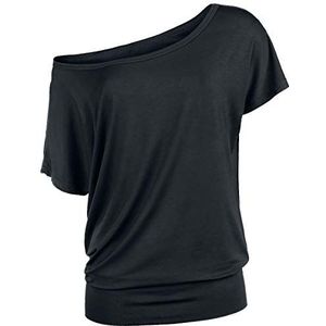 Build Your Brand Viscose T-shirt voor dames, zwart.