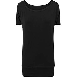 Build Your Brand Viscose T-shirt voor dames, zwart.