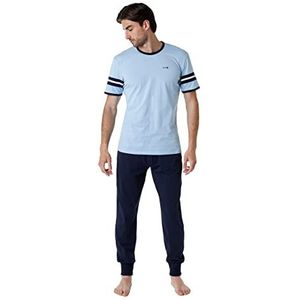 LVB T-shirt Et Jogger Jersey Ensemble de Pyjama Homme, Bleu clair poudré, L