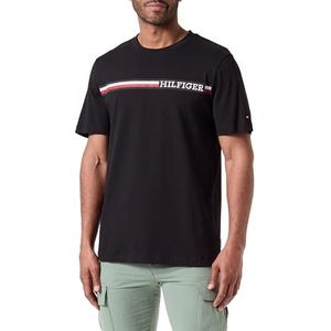 Tommy Hilfiger Chest Stripe Tee T-shirt P/E, noir, XXL pour homme, Noir, XXL