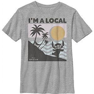 Disney Lilo & Stitch I'm A Local Boys T-shirt, grijs gemêleerd, Athletic XS, Athletic grijs gemêleerd