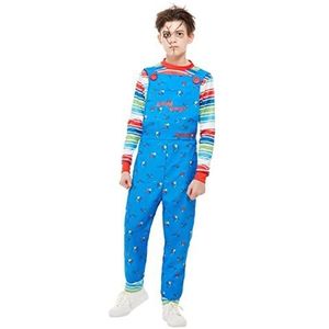 Smiffys 82005T Officieel gelicentieerd Chucky-kostuum, blauw, tieners, jongens, vanaf 12 jaar
