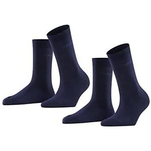 ESPRIT Dames Uni 2-pack ademende sokken biologisch duurzaam katoen versterkt duurzaam zachte platte teennaad voor dagelijks leven en werk multipack set van 2 paar, Blauw (Navy 6120)