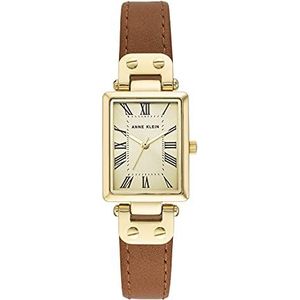 ANNE KLEIN AK/3752 Dameshorloge met leren band, honingbruin/goud, AK/3752CHHY