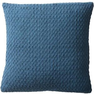 Drift Home - Teal blauw kussen (43 x 43 cm) - duurzaam gerecycled katoen - incl. vul/vulling - blauwgroen geweven kussen met inzetstuk - gestructureerd kussen blauwgroen - bijpassende sprei