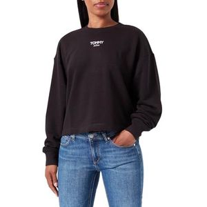 Tommy Jeans Tjw Rlx Crp Ess Logo Crew Trainingspak voor dames, Zwart