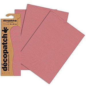 Décopatch - Ref C647O – verpakking met 3 vellen bedrukt papier, geometrisch patroon, rood – elk vel 30 x 40 cm – voor gebruik met lijm en rode decopach-lak