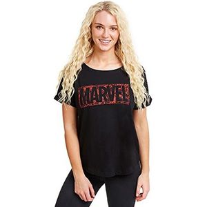 Marvel comic logo shirt dames, Zwart
