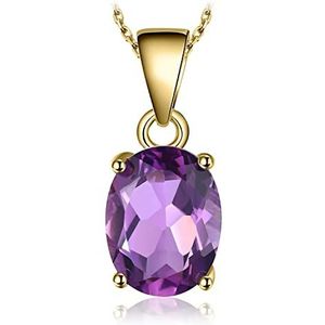 JewelryPalace Prachtige natuurlijke hanger, amethist, peridot, granaat, citrien, topaas, ovale vorm, druppel, een ketting voor dames, zilver 925 / roségoud verguld/geelgoud, sieradenset, cadeau, 45