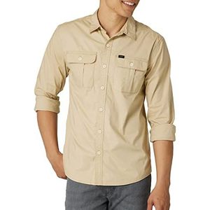 Lee Working West Relaxed Fit Shirt met lange mouwen voor heren, Ny Safari, XL