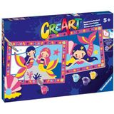Ravensburger - CreArt Junior serie: magische zeemeermin, schilderset op nummer, bevat twee voorgedrukte planken, een penseel, kleuren, een creatief spel voor kinderen vanaf 5 jaar