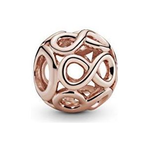 Pandora Passions Infinity Charm in 14K roségoud verguld metaal, Gelegeerd staal, Geen edelsteen