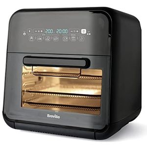 Breville Halo Rotisserie airfryer, extra grote digitale luchtfriteuse, 10 liter, voor frituren, bakken en dehydrateren, 2000 W, laag verbruik, zwart en grijs [VDF127X]