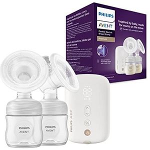 Philips Avent Elektrische dubbele premium borstkolf, draadloos, oplaadbaar, met 5 bewaarzakken voor moedermelk, 2 flessen, 0% BPA (model SCF398/31)