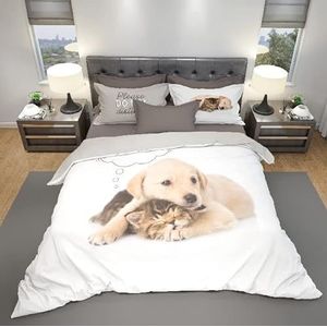 Homemania 14238 Puppy-dier-enveloppen, dubbelzijdig met dekbedovertrek, kussensloop voor het bed, meerkleurig, van katoen, 250 x 200 cm