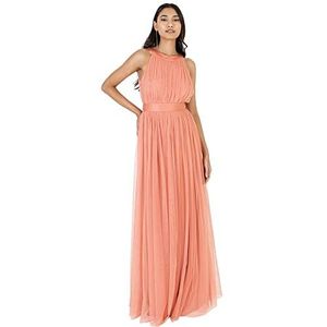 Anaya with Love Lange jurk met blote rug voor dames, mouwloos, met riem, koraalroze, 50, Koraal roze